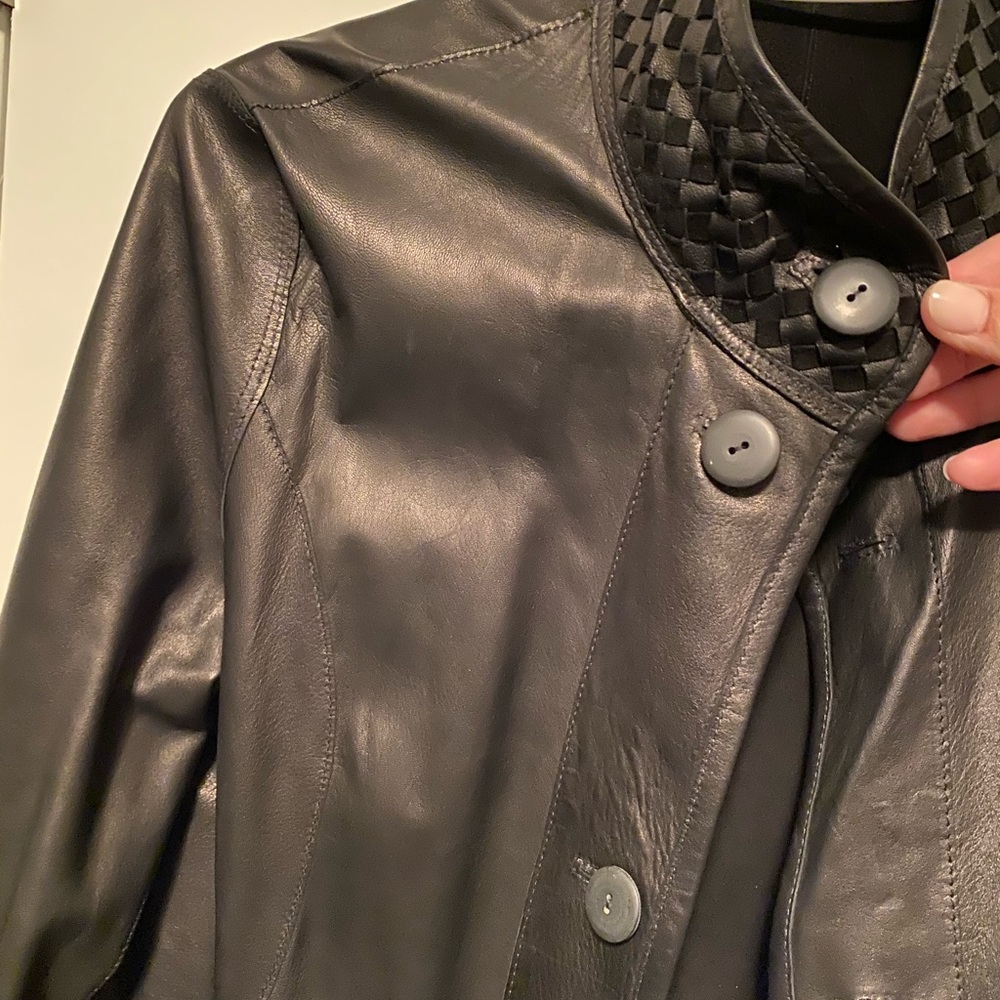 Black Italian leather and suede reversible coat